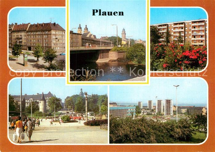 Plauen Vogtland Leninplatz Elsterbruecke Seehaus Otto Grotewohl Platz Hochhaeuse