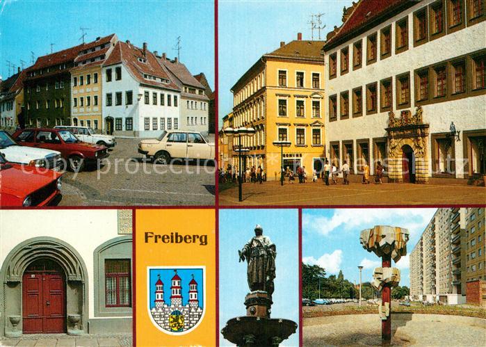 Freiberg Sachsen Markt Schoenlebehaus August Bebel Strasse Portal Brunnen Denkma