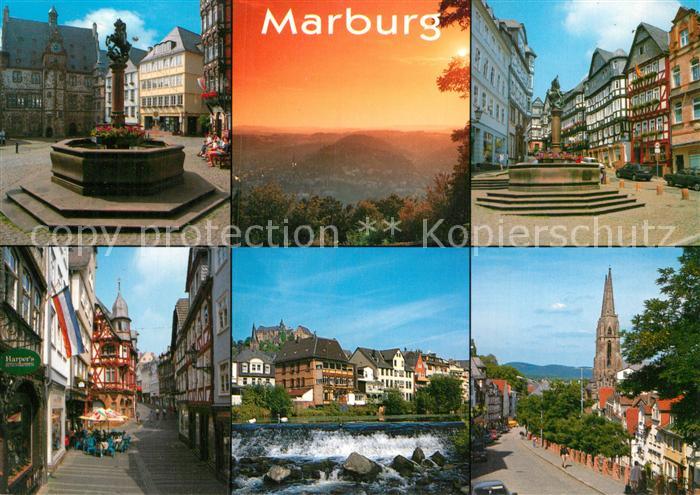 Marburg Lahn Marktplatz Rathaus Wettergasse Lahn Schloss Steinweg