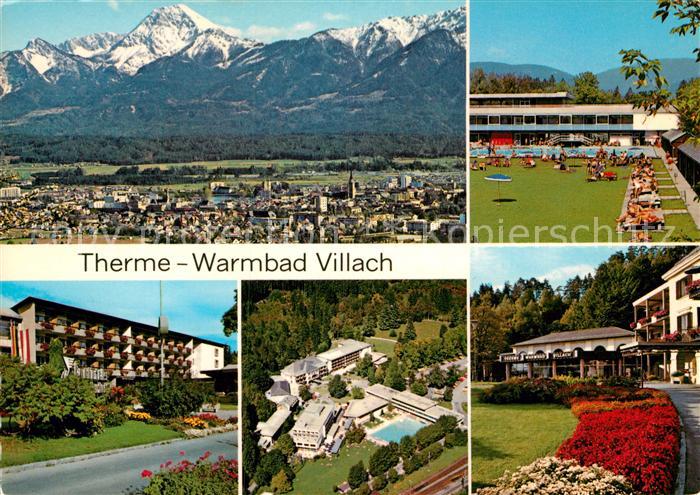 Villach Kaernten Fliegeraufnahme Kurhotels Hallenbad Freibad