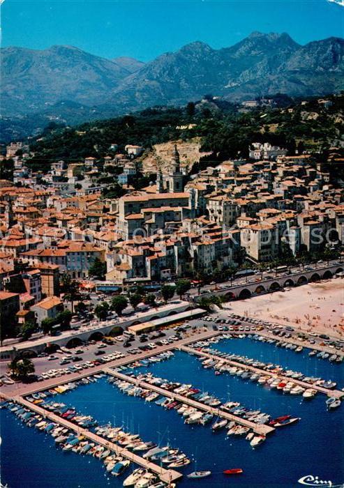 Menton Alpes Maritimes Fliegeraufnahme Hafen und Altstadt