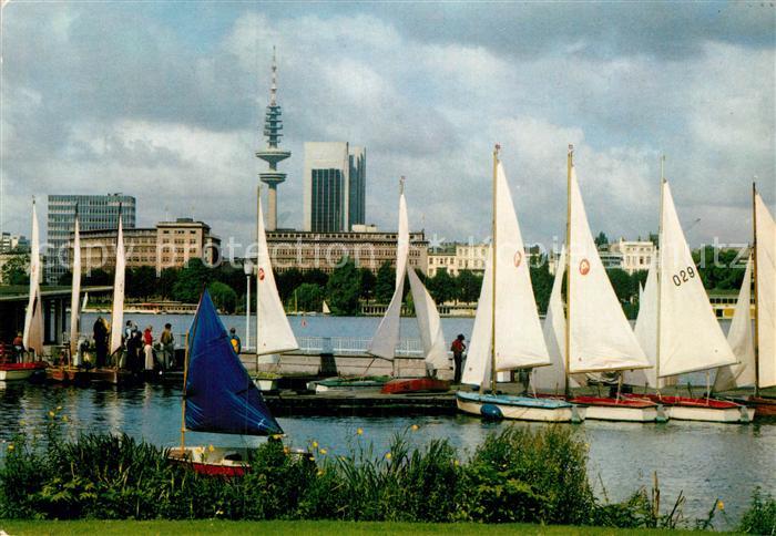 Hamburg aussenalster mit Fernsehturm