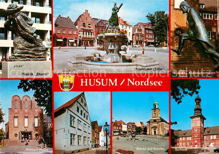 Husum Nordfriesland Nissen-Haus Plastik-Sturm Markt mit Tine Plastik-Klabauterma