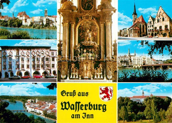 Wasserburg Inn Gebaeude Kirche Innpartie