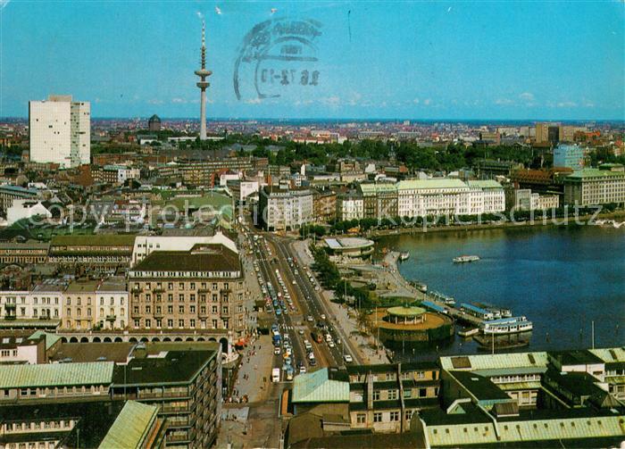Hamburg Jungfernstieg Fliegeraufnahme Fernsehturm