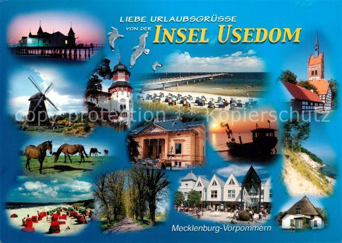 Insel Usedom Seebruecken Strand Windmuehle Pferde