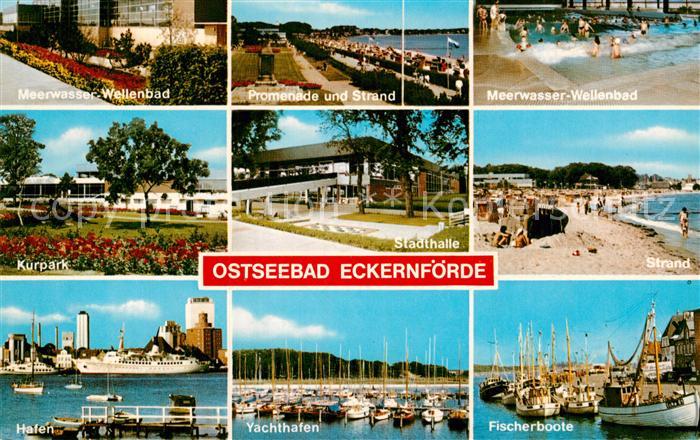 ECKERNFoeRDE Ostseebad Meerwasser Wellenbad Fischerboote Strand Yachthafen Kurpa