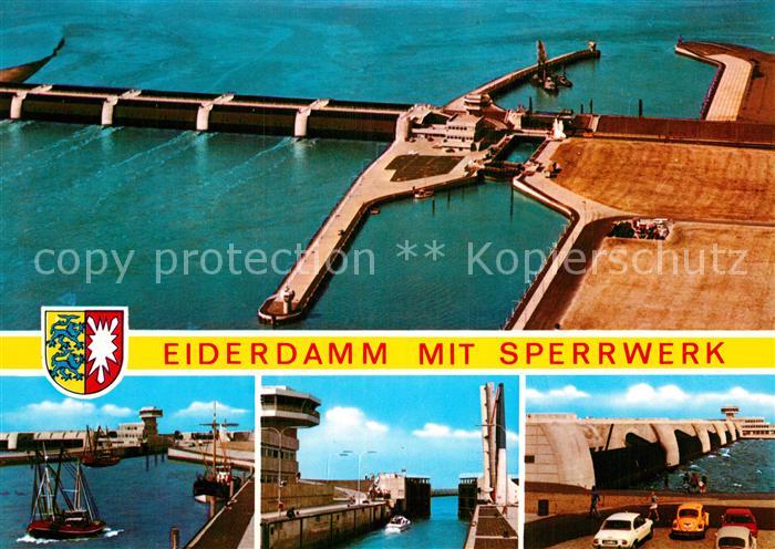 Eiderstedt Fliegeraufnahme Eiderdamm mit Sperrwerk