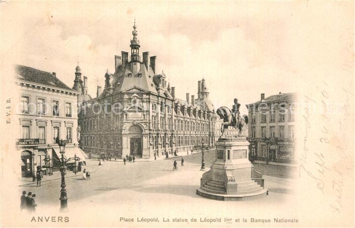 Anvers Antwerpen Place Leopold Statue de Leopold 1er Banque Nationale