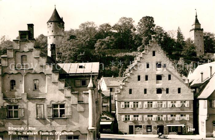 Biberach Riss Blick zum Weissen Turm und Gigelturm Altstadt