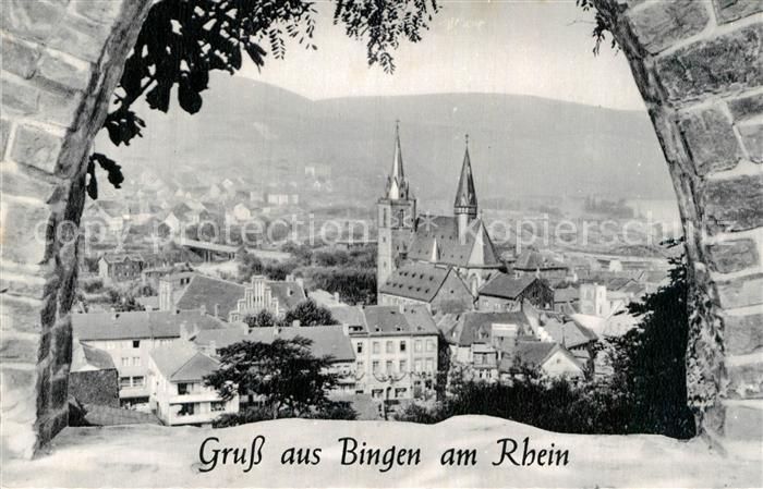 Bingen Rhein Durchblick zur Stadt Kirche