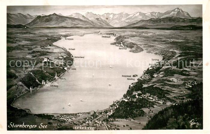 Starnberg Starnberger See und Umgebung Alpenpanorama aus der Vogelperspektive