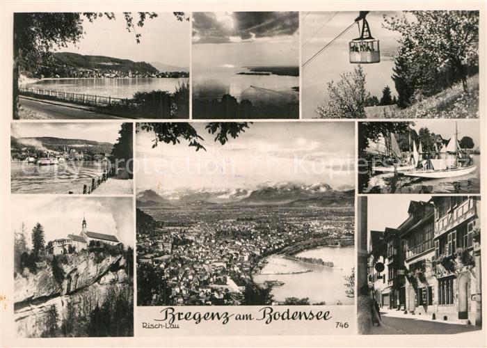 Bregenz Vorarlberg Uferstrasse am Bodensee Hafen Pfaender Bergbahn Alpenpanorama