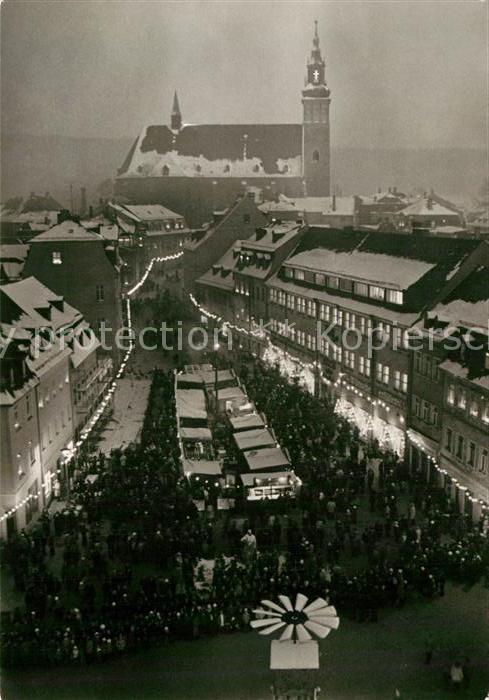 Schneeberg Erzgebirge Marktplatz Kirche zur Weihnachtszeit Weihnachtsmarkt