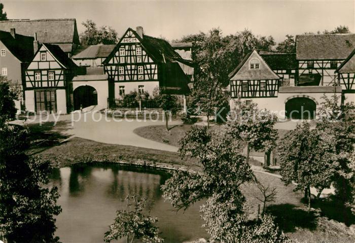 Nitschareuth Fachwerkhaeuser mit Hoftorbogen 18. Jhdt. Denkmalschutz Serie Thuer