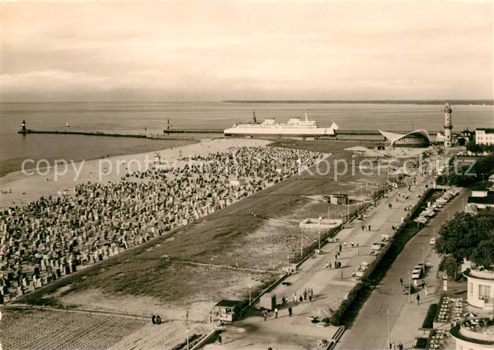 Warnemuende Ostseebad Blick vom 19. Stock des Hotels Neptun Promenade Strand Tee