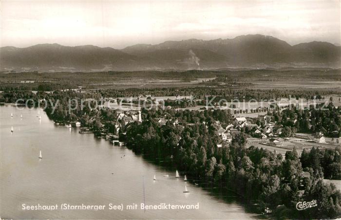 Seeshaupt Starnberger See mit Benediktenwand Fliegeraufnahme
