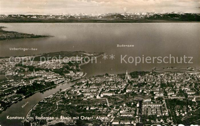 Konstanz Bodensee Rhein ueberlinger See oesterreichische Alpen Fliegeraufnahme