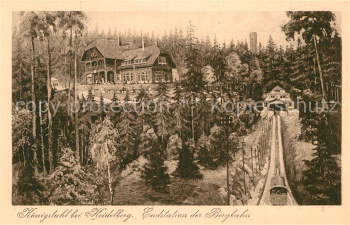 Koenigstuhl Heidelberg Endstation der Bergbahn Berghotel Aussichtsturm