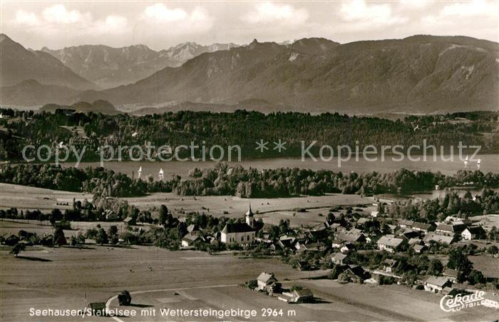 Seehausen Staffelsee mit Wettersteingebirge Fliegeraufnahme