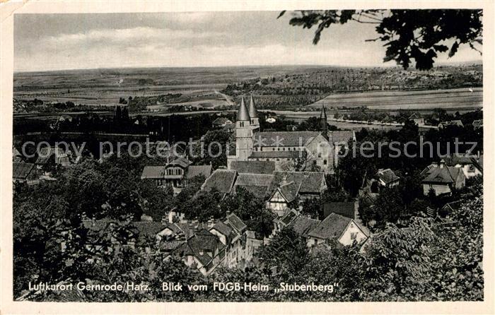 Gernrode Harz Panorama Blick vom FDGB Heim Stubenberg Kirche