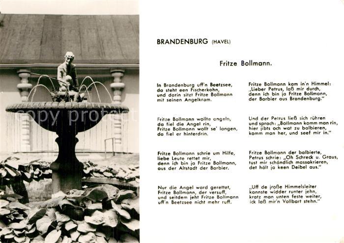 Brandenburg Havel Brunnen Fritze Bollmann Gedicht