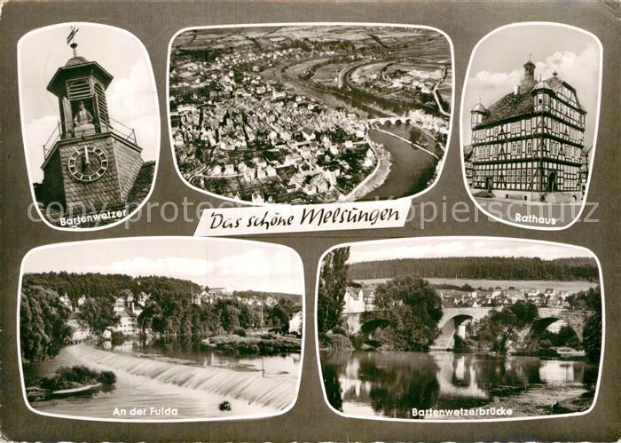 Melsungen Fulda Bartenwetzer Rathaus Fachwerkhaus Bartenwetzerbruecke Fulda Wehr