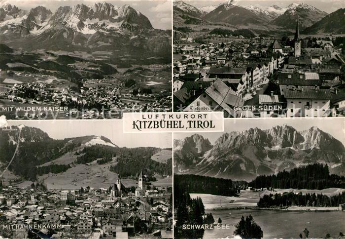 Kitzbuehel Tirol Panorama mit Wildem Kaiser Hahnenkamm Schwarzsee