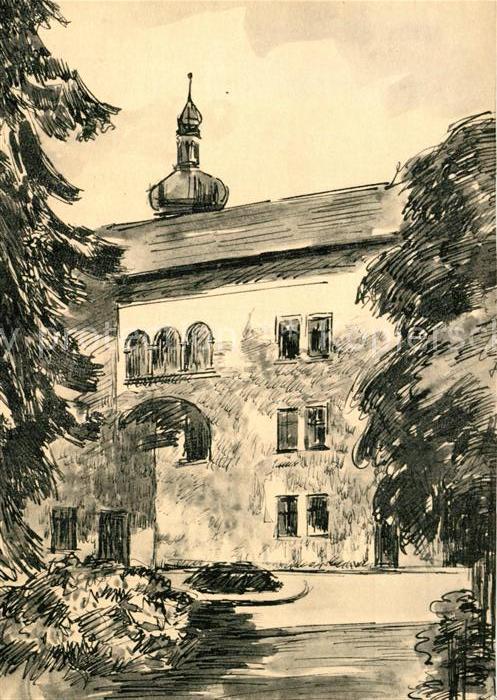 Maehrisch-Schoenberg Schloss 14. Jhdt. Kuenstlerkarte