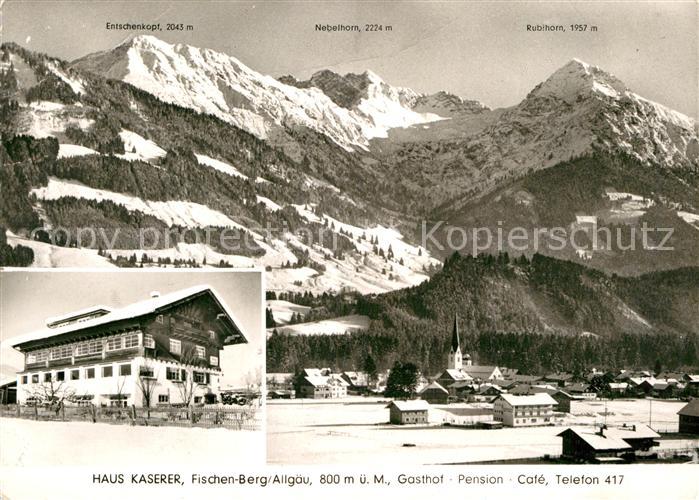 Berg Fischen Allgaeu Gasthof Pension Haus Kaserer Gesamtansicht mit Alpenpanoram