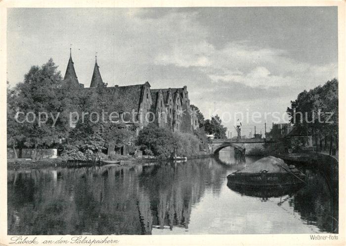 Luebeck an den Salzspeichern Kupfertiefdruck