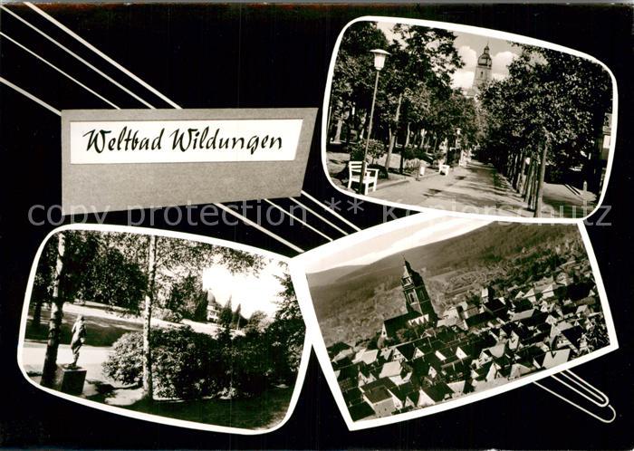 Bad Wildungen Promenade Kurpark Ortsansicht mit Kirche