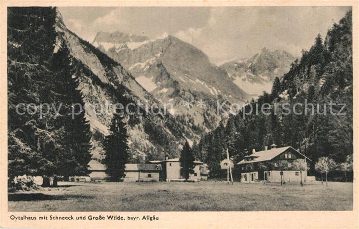 Oytal Oytalhaus mit Schneeck und Grosse Wilde Allgaeuer Alpen