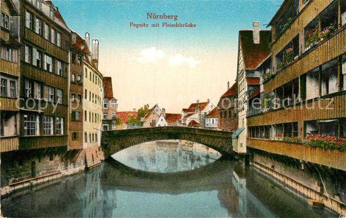 Nuernberg Pegnitz mit Fleischbruecke