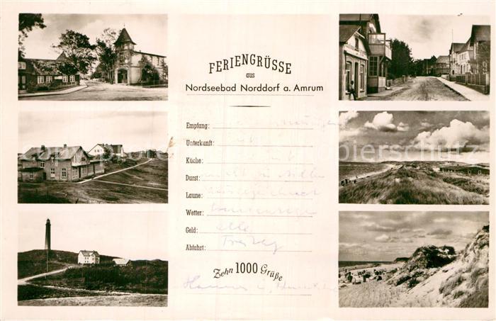 Norddorf Amrum Ortsmotive Leuchtturm Strand Duenen Kueste