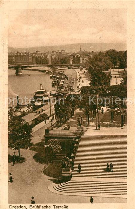 DRESDEN Elbe Bruehlsche Terrasse an der Elbe