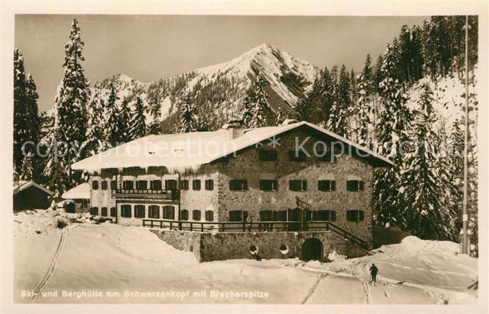 Schliersee Ski und Berghuette am Schwarzenkopf mit Brecherspitze Wintersportplat