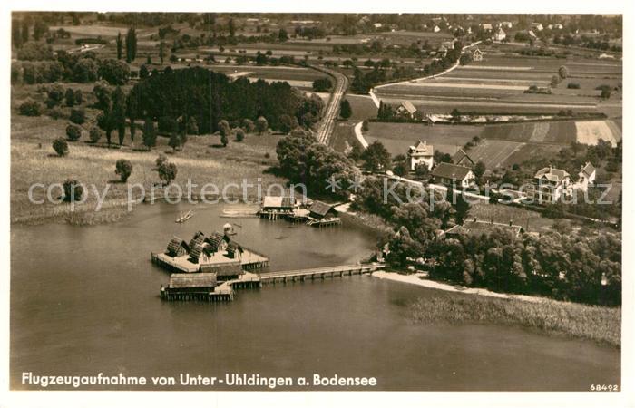 Unteruhldingen Pfahlbauten am Bodensee Fliegeraufnahme