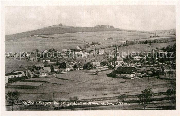 Seiffen Erzgebirge Ansicht von Suedwesten mit Schwartenberg
