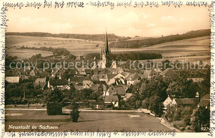 Neustadt Sachsen Ortsansicht mit Kirche