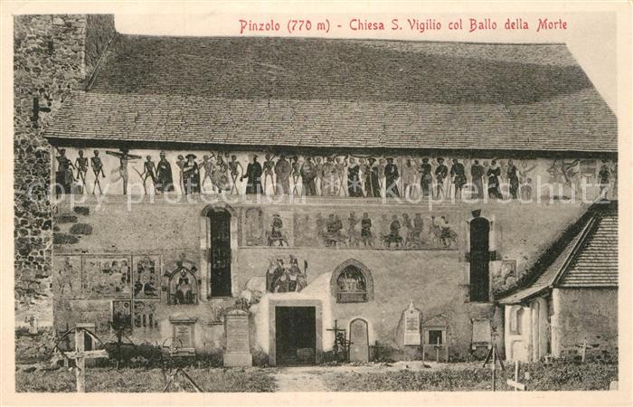 Pinzolo Chiesa San Vigilio col Ballo della Morte Kirche Fassadenmalerei
