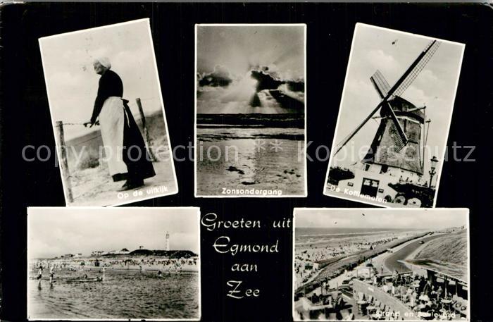 Egmond aan Zee Op de uitkijk Zonsondergang Molen Strand
