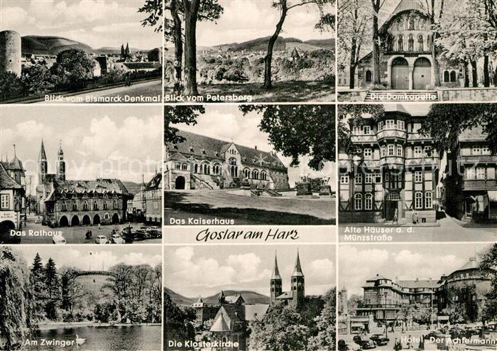 Goslar Bismarck Denkmal Petersberg Domkapelle Rathaus Kaiserhaus Alte Haeuser Mu