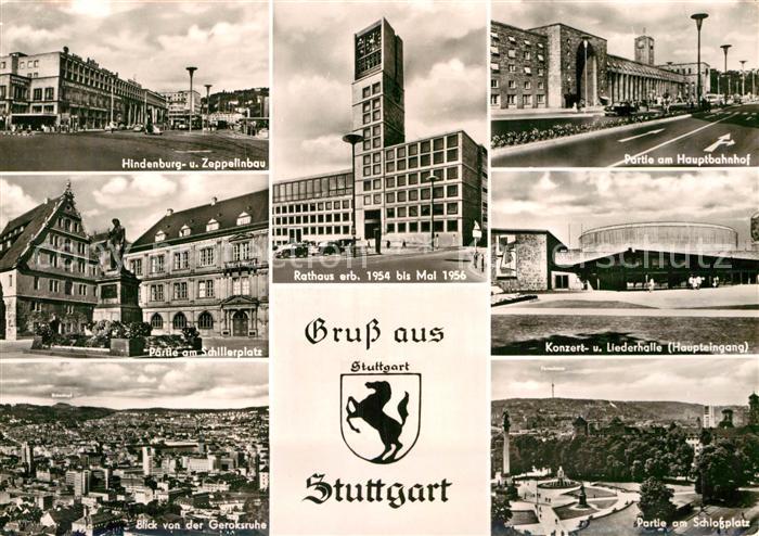 STUTTGART  CITY Hindenburgbau Zeppelinbau Schillerplatz Denkmal Geroksruhe Haupt