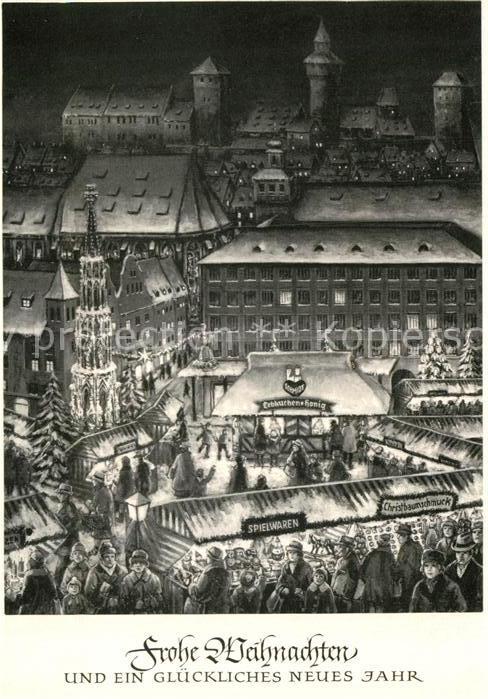 Nuernberg Christkindlesmarkt Weihnachtskarte Neujahrskarte Kuenstlerkarte