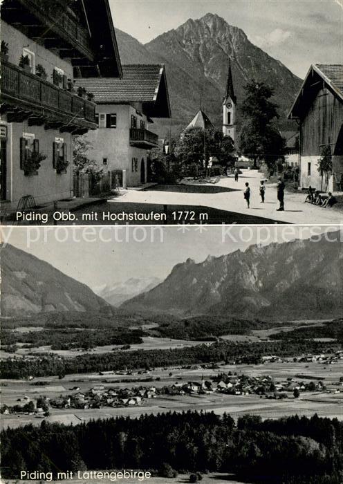 Piding Ortsmotiv mit Kirche Blick zum Hochstaufen Panorama mit Lattengebirge