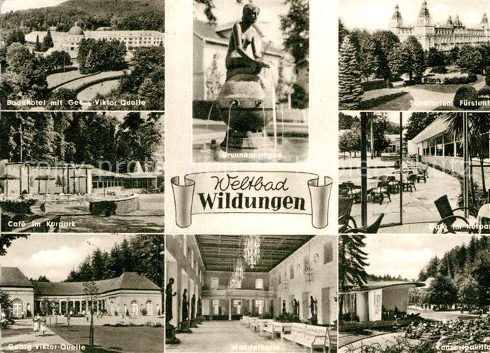 Bad Wildungen Badehotel Georg Viktor Quelle Cafe im Kurpark Brunnennymphe Wandel