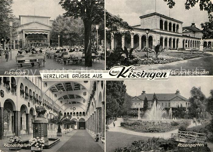 Bad Kissingen Kurkonzert Wandelhalle Kurgarten Arkaden Rosengarten Springbrunnen
