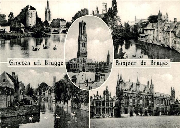 BRUGGE Bruges Belgie Markt Glockenturm Kanal Rathaus