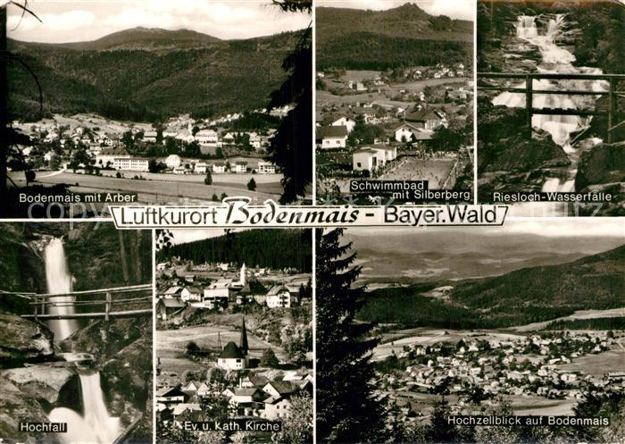 Bodenmais Gesamtansicht mit Arber Schwimmbad Silberberg Riesloch Wasserfaelle Ho